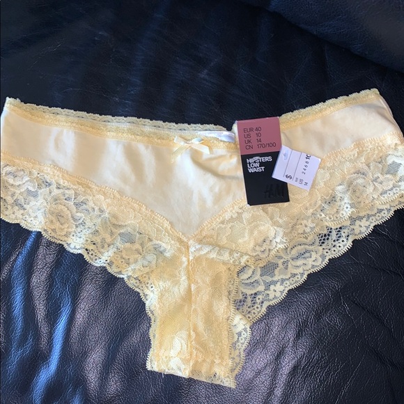 H&M Yellow Cheeky Lace Panties size l nwt - Picture 1 of 6